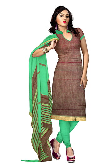 vrouw, bruin, groen, kurti-jurk, Indiase kleding, mode, zijde, jurk, model-, kleding, Indiaas
