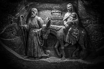 wieliczka solný důl, podzemí, sůl, sochařství, řezby, starý, historický, Ježíš, mary, joseph, Evropa