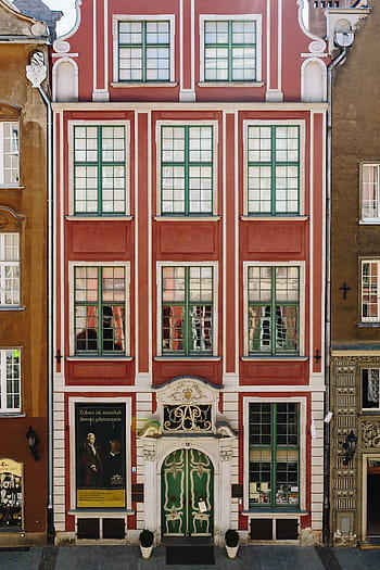 Foto, Gdansk, Polandia, arsitektur, kota tua, rumah petak, eropa, jalan, jendela, bangunan Eksterior, fasad