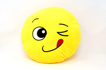 polštář emoji, smajlík, tvář, mrkat, emotikonu, usměj se, legrační, emoce, smát se, zábava, barva