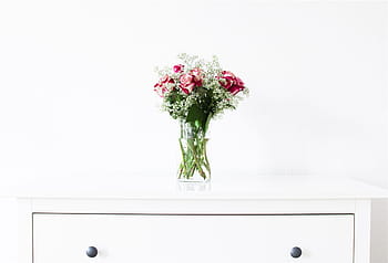 rosa, Rose, vaso di vetro, bianca, fiore, centrotavola, fiori, mazzo, vaso, credenza, Colore bianco