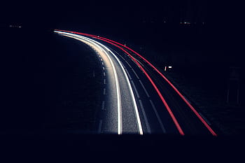 photographie accélérée, Véhicules, route, la nuit, longue, exposition, voiture, transport, la photographie, longue exposition, foncé