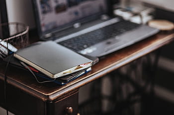 computador portátil, caderno, mesa, local de trabalho, computador, trabalho, organizador, notas, tecnologia, negócios, dentro de casa