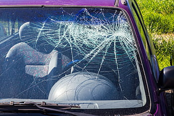 自動車事故、 事故、 フロントカバーは、 大破、 損傷、 破損、 ガラス、 ディスク、 洗車機、 ラプチャーディスク、 ガラスの破損