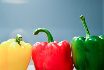 tři chilli papričky, fotografie, tři, žlutá, Červené, zelená, zvonek, papriky, zelenina, jídlo, zdravý