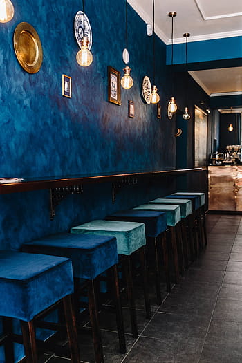 modern, restoran, Interior, furnitur, kafe, biru, bar, dalam ruangan, biru tua, kursi, meja