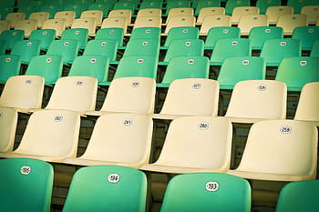 bílý, zelená, židle, architektura, sedět, budova, řady sedadel, stadión, čísla sedadel, plastický, plastové sedadlo