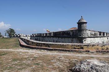 cartagena, Kolumbie, silný, vojenský, cartagena, Kolumbie, silná armáda, hrad san fernando, opevněné město, moře, starý, venku