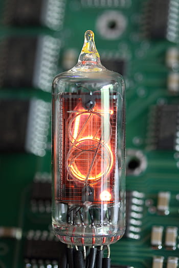 nixie, tube, indicator, vacuum, digit, glass, electronic, display, equipment, five