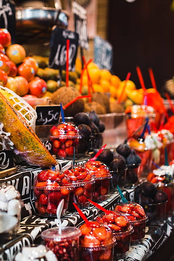 ラ、 ボケリア、 食品、 市場、 バルセロナ、 スペイン、 ラボケリア、 食品市場、 バルセロナスペイン、 果物、 健康