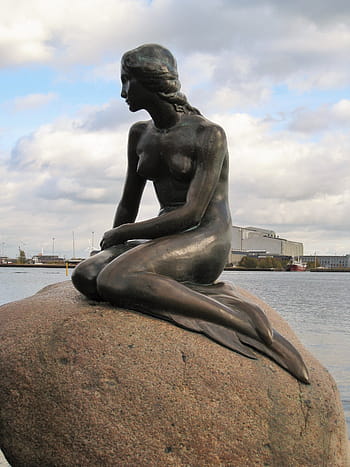 gray, mermaid statue, brown, stone, copenhagen, little mermaid, places of interest, denmark, scandinavia, worth a visit, sculpture
