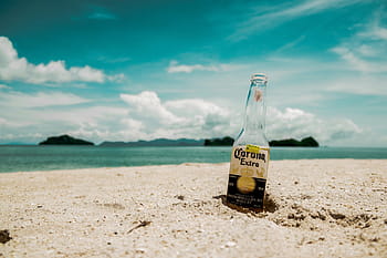 corona, extra, beer bottle, beach shore, focus, photography, bottle, near, beach, sea, ocean