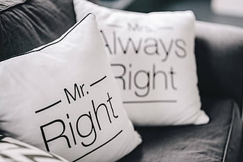 bantal yang tepat, Tuan Kanan, Nyonya, Selalu, Bantal, kutipan, pasangan, dekorasi, di dalam ruangan, pernikahan, lucu