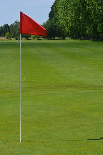 red, golf post, daytime, Golf Course, Green, Flag, Grass, golf, green, flag, green - golf course, putting green