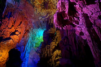rákosu flétna jeskyně, guilin, stalaktit, stalagmit, Skalní formace, guangxi, Čína, vápencová jeskyně, jeskyně