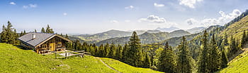 foto di paesaggio, Casa, collina, alpino, montagne, rifugio, paesaggio, natura, cielo, escursioni a piedi, foresta