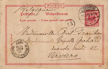 brown paper, postcard, nostalgia, old, stamp, germany, font, 1899, leave, text, past