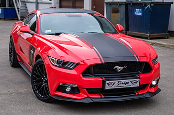 Červené, Černá, kupé ford mustang, beton, silnice, mustang, gt, usa, auto, doprava, design