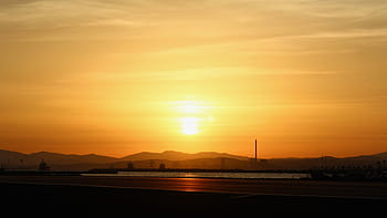 landscape photography, body, water, golden, hour, silhouette, mountain, sky, clouds, orange, sunset