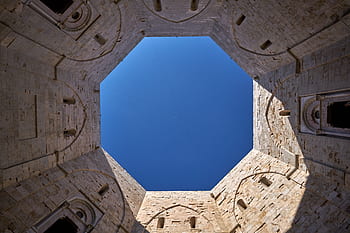 castel del monte, Itálie, puglia, hrad, světové dědictví, osmiúhelník, nebe, vzor, architektura