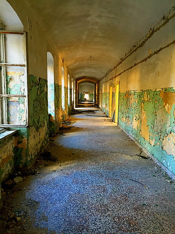 fotografování, beton, chodba, prázdný, starý, budova, vinobraní, design, retro, prostor, textura