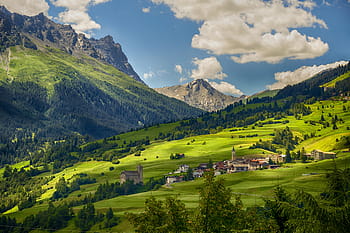 švýcarsko, vesnice, hory, vysokohorský, krajina, hora, panoráma, vysoký, louka, Příroda, scenérie
