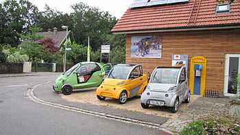 chytrý, pro dvě auta, zaparkováno, vedle, obchod, elektrické auto, vozidel, malé auto, auto, automobilového průmyslu, elektrickou mobilitu
