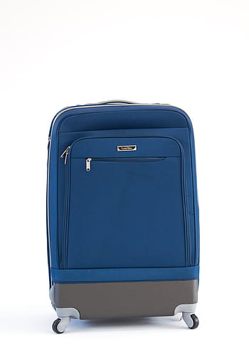 blue, gray, suede, rolling, luggage, suitcase, travel, tourism, plane, airport, vacations