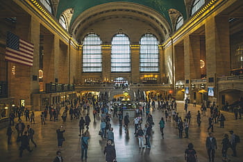 výstřel, přijata, velký, centrální, terminál, nejrušnější, vlakové nádraží, interiér, velký centrální terminál, nyc, usa