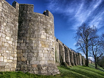 closeup, gray, concrete, castle, city walls, york, england, great britain, architecture, historic, landmark