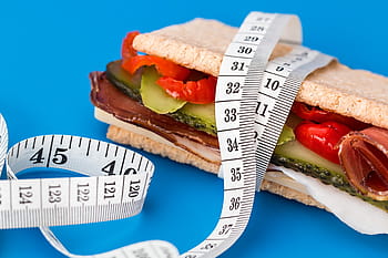 nastro di misurazione bianco, dieta, spuntino, Salute, cibo, mangiare, nutrizione, dimagrante, calorie, forma, perdita di peso