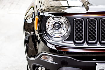 zdjęcie zbliżenie, czarny, reflektor jeep renegade, czarny samochód, jeep, renegat, jeep, renegat, samochód, transport, pojazd lądowy, reflektor