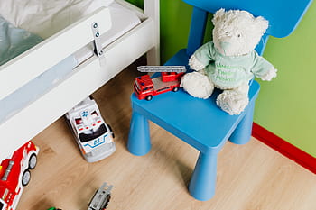 habitación, niños, juguetes, dormitorio, niño, juego, interior, cama