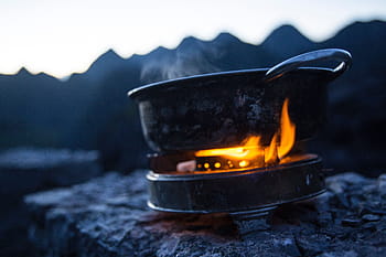 kettle, gas, stove, fire, kitchen, flame