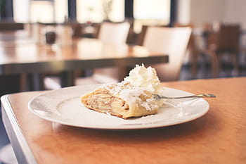 apple strudel buatan sendiri, Homemade, Apple Strudel, makanan, lapar, strudel, manis, yummy, piring, meja, restoran