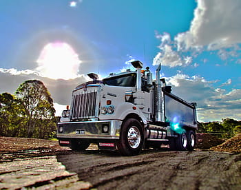 bílé nákladní vůz, hdr, nákladní automobily, sklápěče, zařízení, stroje, přeprava, pozemního vozidla, kamionu, přepravě, nákladní dopravu