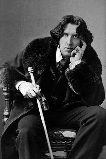 man, holding, white, cane, sitting, chair, oscar wilde, 1882, portrait, irish writer, novelist
