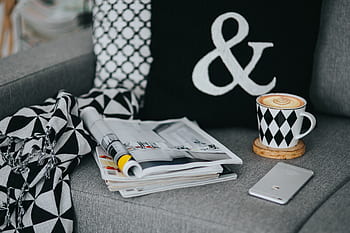 interior, revistas, café, xícara, relaxante, leitura, hora, sofá, tarde, arte do café, descansando