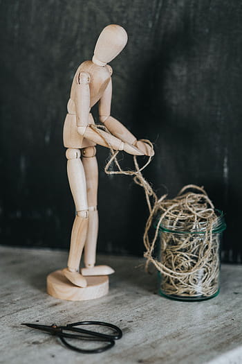 peragawati, berbagai, pose, Kayu, tangan, model, benang, pensil, boneka, berpose, figur