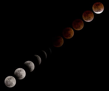 měsíc ilustrace, krvavý měsíc, zatmění Měsíce, sekvence, fází, nebe, astronomie, dalekohled, sluneční