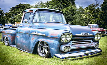 blå, Chevrolet 3500, enkelt, førerhus trukketruck, chevrolet, klassiker, bil, auto, transport, årgang, nostalgi