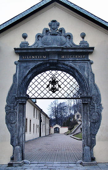 silentium milczenie gate, zóna ticha, czerna, ticho, klášter, brána, sochařství, portál, Katolicismus, víra, Ohrada