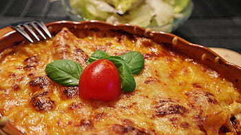 pečený, koláč, třešeň, lasagne, nudle, sýr, rajčata, pekáčku, keramická forma, zapletený, jídlo