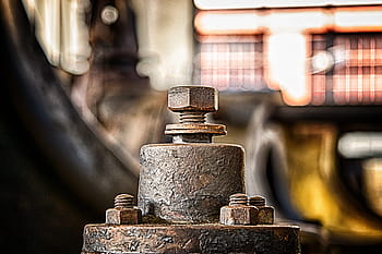 avvicinamento, fotografia, bullone, Noce, vite, madre, rondella, filo, ferro, metallo, connessione