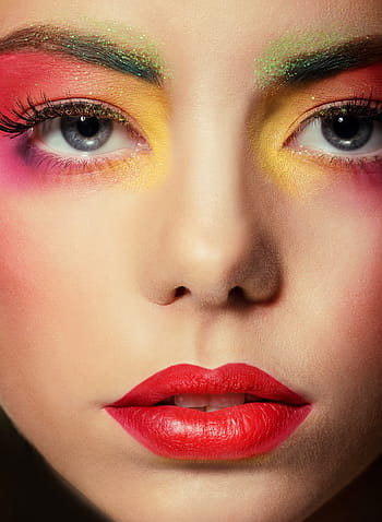 donna, viso, make-up, trucco, persona, ombretto, bellezza, luminosa, avvicinamento, colore, colorato