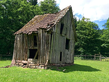 Hut, Lapsed, Barn, Scale, Weathered, decay, old cottage, building exterior, architecture, grass, house