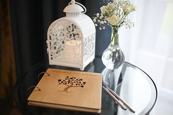 table, flowers, wedding, bouquet lantern, the exit sign, book, tree, wishes, book wishes