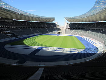 Olympic Stadium, German, Berlin, the olympic stadium, stadium, sport, curve, competition, blue, competitive sport