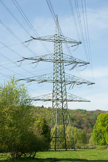 strommast, elettricità, alta tensione, energia, pilone, paesaggio, linee superiori, cielo blu, Alimentazione elettrica, pali di potenza, linee elettriche