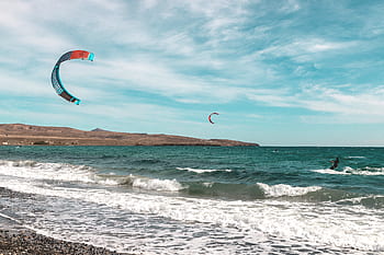Flying, paragliding, beach, action, active, nature, parachute, paraglider, sea, sky, sport